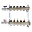5-Loop 1" Stainless Steel Radiant Heat Manifold Assembly w/ Flow Meter