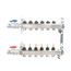 6-Loop 1" Stainless Steel Radiant Heat Manifold Assembly w/ Flow Meter
