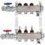3-Loop 1-1/4" Stainless Steel Radiant Heat Manifold Assembly w/ Flow Meter