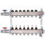 7-Loop 1-1/4" Stainless Steel Radiant Heat Manifold Assembly w/ Flow Meter