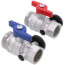 Stainless Steel Manifold Supply & Return 1" NPT Ball Valve w/ Temperature Gauge (Set of 2)