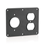 1, 1.56" Dia Single Receptacle, 1, Duplex Receptacle Coverplate (Black)