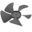 7" Plastic 5 Blade CCW Fan Blade, 1/4" Bore
