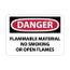 10" High Danger Flammable Material No Smoking or Open Flames Aluminum Sign, D117AB