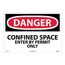 14" x 20" Danger Confined Space Enter by Permit Only Aluminum Accident Prevention Sign, D162AC