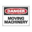 10" High Danger Moving Machinery Aluminum Sign, D305AB