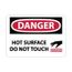 10" High Danger Hot Surface Do Not Touch Aluminum Sign, D560AB