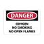10" x 14" Danger Oxygen No Smoking & No Open Flames Aluminum Sign, D597AB