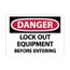 10" x 14" Danger Lock Out Equipment Before Entering Aluminum Accident Prevention Sign, D664AB