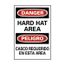 20" x 14" Danger Hard Hat Area Casco Requerido en Esta Area Vinyl Safety Sign, ESD46PC