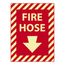 12" x 9" Fire Hose Pressure-Sensitive Vinyl Glow-In-The-Dark Fire Sign, GL18P
