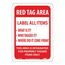 7" High Red Tag Area Label All Items Sign, LN102A