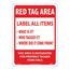 10" x 14" Red Tag Area Label All Items Sign, LN102AB