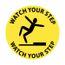 17" Dia. Watch Your Step Vinyl Accident Prevention Adhesive Backed Floor Sign, WFS1