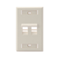 Angled Single-Gang Quickport, Wallplate w/ ID Windows, 2-port (Light Almond)