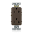 Decora Plus Duplex Receptacle Outlet,  Smooth Face, 20A, 125V Side Wire, NEMA 5-20R, 2-Pole, 3-Wire, Self-Grounding (Brown)