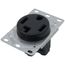 Single Flush Mount Power Dryer Device Receptacle, 30A, 3P, 4W, Grounding - Black (125/250V)