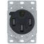 Single Flush Mount Power Dryer Device Receptacle, 50A, 3P, 4W, Grounding - Black (125/250V)