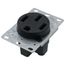 Single Flush Mount Power Dryer Device Receptacle, 50A, 3P, 4W, Grounding - Black (125/250V)