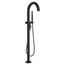 Contemporary Round Freestanding Bathtub Filler w/ Lever Handle Faucet for Flash Rough-In Valve (Matte Black)