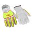Ringers R667 R-Hide Medium-Duty Puncture & Puncture Resistant Impact Gloves, Goatskin Leather, White/Hi-Viz Green, Size 8