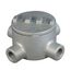 4-7/8" Dia., 2" Hub, 2 Outlets, GRLB Aluminum Round Conduit Outlet Box