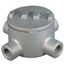 3-3/8" Dia., 3/4" Hub, 4 Outlets, GRT Malleable Iron Round Conduit Outlet Box