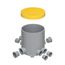 5-1/2" Round Non-Metallic Floor Box w/ Six Conduit Hubs & Four Plugs (Gray)