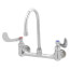 8" Wall Mount Double Pantry Mixing Faucet w/ Stream Regulator Outlet,  4" Wrist Action Handles