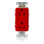 Decora Plus Duplex Receptacle, Heavy-Duty Industrial, Split-Circuit, 15A 125V 2P 3W (Red)
