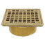 5" Square Floor Drain Grate and Screws (Polished Brass)