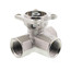 1/2" B3 Series, 3-Way Characterized Control Brass Valve w/ Chrome Plated Ball/Nickel Plated Stem (1.2 Cv)