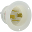 30A, 480V 3-Phase, NEMA L16-30P, 3P, 4W, Flanged Inlet Locking Receptacle, Grounding (White)
