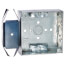 4" Square Welded Box 1-1/2" Deep with Metal Stud Bracket and NM Clamp, 1/2" & 3/4" Eccentric Knockouts