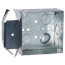 4" Square Welded Box 2-1/8" Deep with Metal Stud Bracket, 1/2" & 3/4" Eccentric Knockouts
