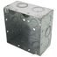 4" Square Welded Box, 2-1/8" Deep w/ 1/2" & 3/4" Concentric Knockouts