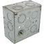 4" Square Welded Box, 2-1/8" Deep w/ 1/2" & 3/4" Concentric Knockouts