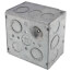 4" Square Welded Box, 2-1/8" Deep w/ 1/2" & 3/4" Concentric Knockouts w/ Raised Emboss