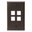 Single-Gang Quickport, Wallplate, 4-port (Brown)
