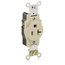Single Receptacle Outlet,  Smooth Face, 20A, 125V Back or Side Wire, NEMA 5-20R, 2-Pole, 3-Wire, Self-Grounding (Ivory)