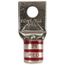 Copper One-Hole Lug, Standard Barrel, Peep Hole, Max 35kV, Wire Size 300 Weld, 1/2" Bolt (Red), 58171