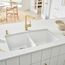 Performa SILGRANIT 33" 50/50 Double Bowl Undermount Kitchen Sink - White, 440071