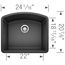 Diamond SILGRANIT 24" Single Bowl Undermount Kitchen Sink - Anthracite, 440174