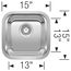 Stellar 15" Undermount Stainless Steel Bar Sink, 441026