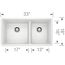 Precis SILGRANIT 33" 60/40 Double Bowl Undermount Kitchen Sink - White, 441125