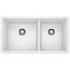 Precis SILGRANIT 33" 60/40 Double Bowl Undermount Kitchen Sink - White, 441125