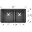Precis SILGRANIT 33" 60/40 Double Bowl Undermount Kitchen Sink - Anthracite, 441128