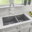 Precis SILGRANIT 33" 60/40 Double Bowl Undermount Kitchen Sink - Metallic Gray, 441130