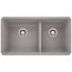 Precis SILGRANIT 33" 60/40 Double Bowl Undermount Kitchen Sink - Metallic Gray, 441130