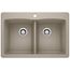 Diamond SILGRANIT 33" 50/50 Double Bowl Dual Mount Kitchen Sink - Truffle, 441285